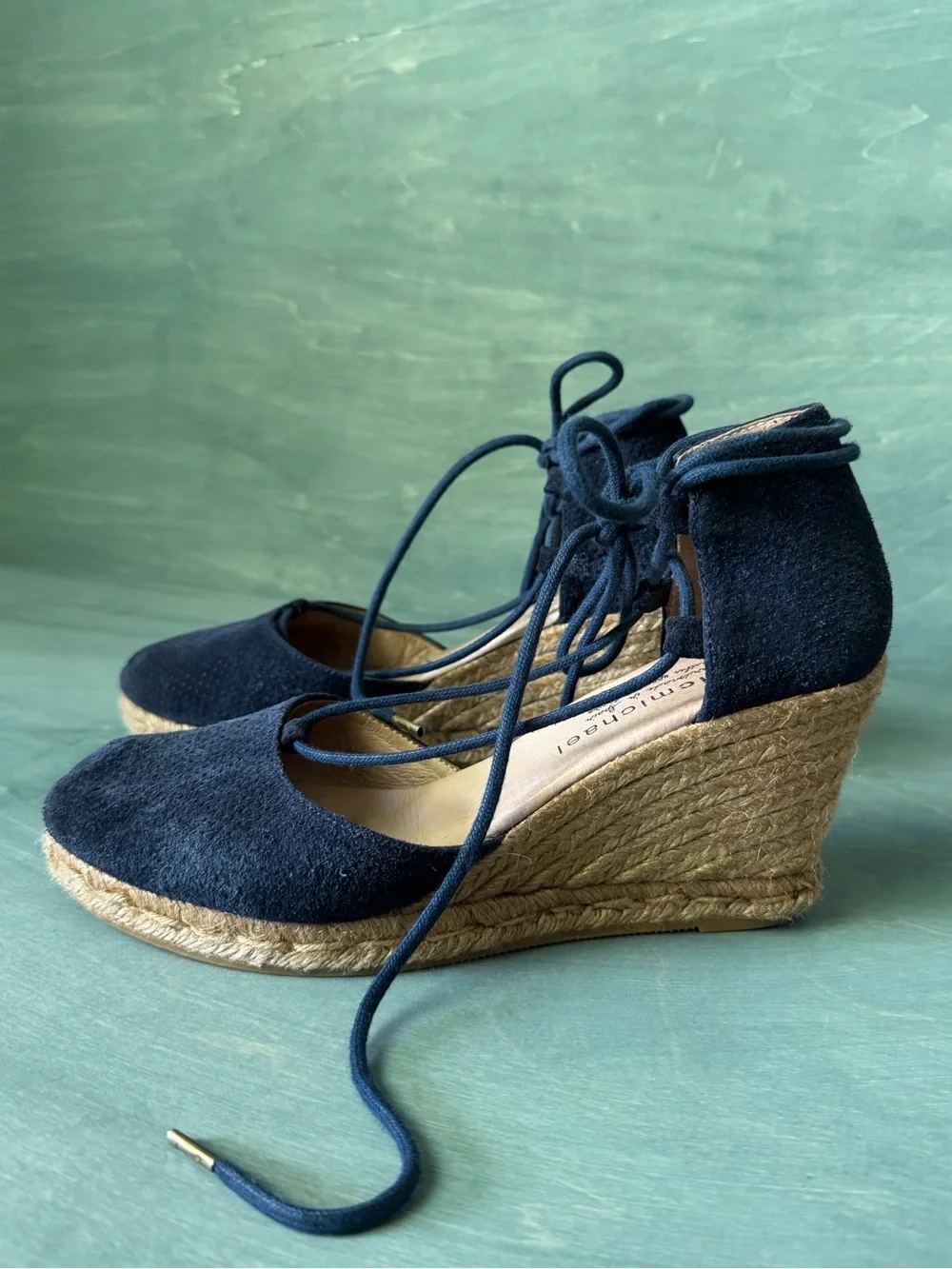 Eric Michael Suede Ballet Espadrille Wedges 41